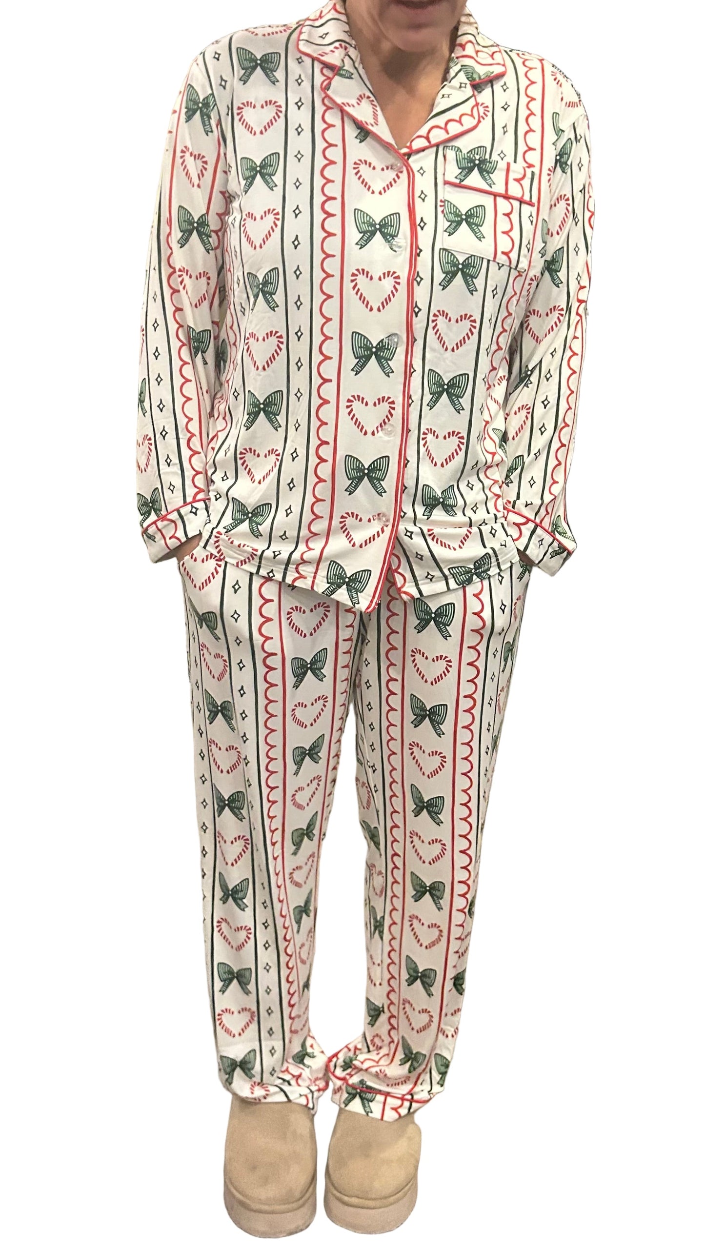 Candy Cane Lane Adult Button Down Set