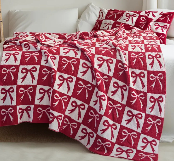 Cozy Knit Bow Blanket [ Ready to ship ]