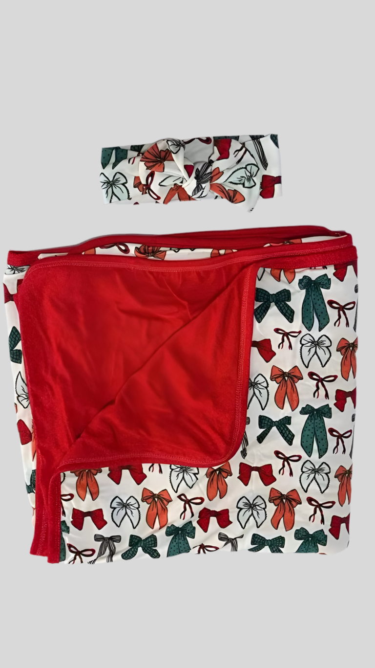 Christmas Bows Bamboo Blanket [PRE-ORDER]