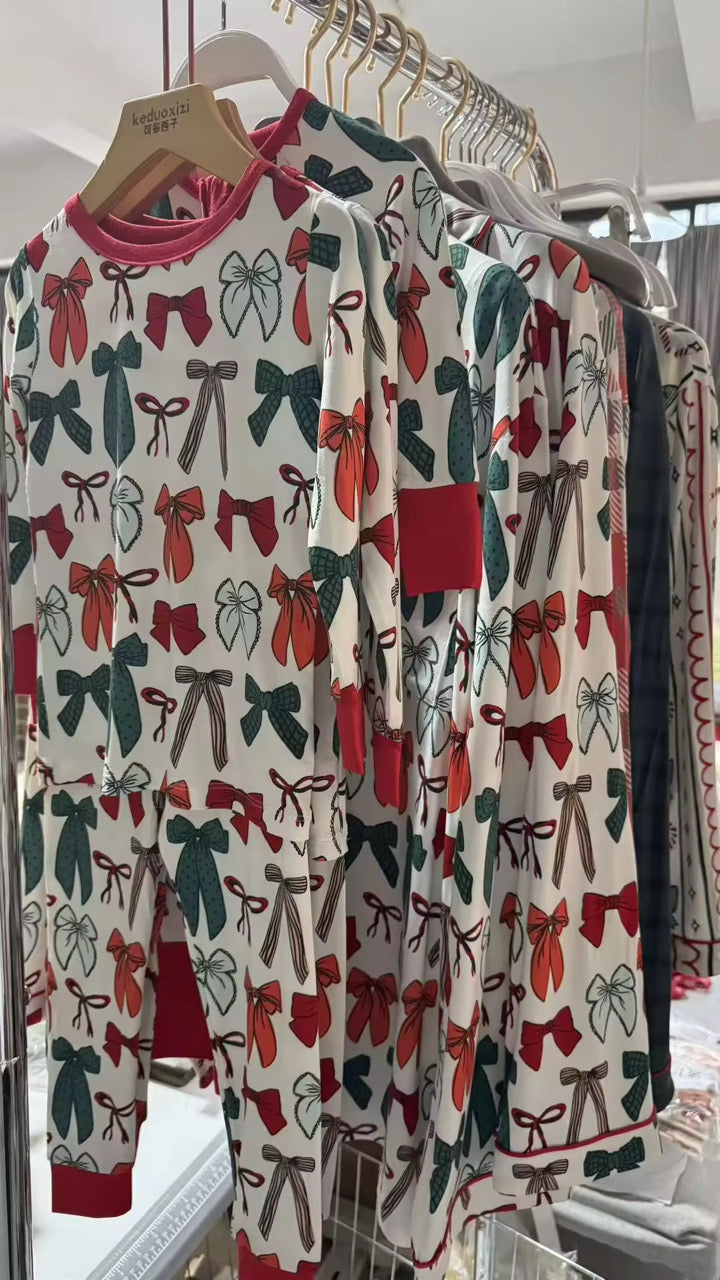 Christmas Bows Adult Button Down Set [PRE-Sale]