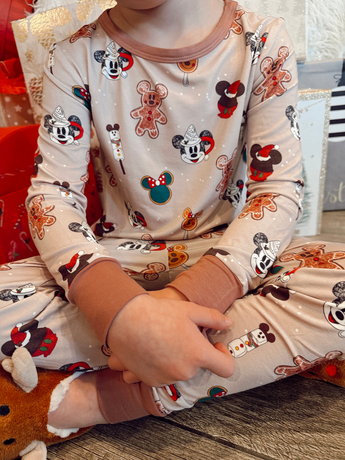 Boy in Magical Christmas Morning kids bamboo Christmas pajamas