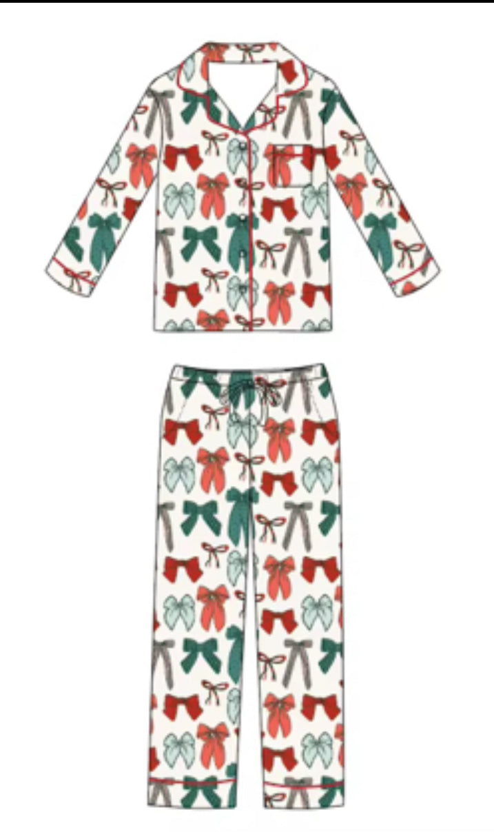 Christmas Bows Adult Button Down Set [PRE-Sale]
