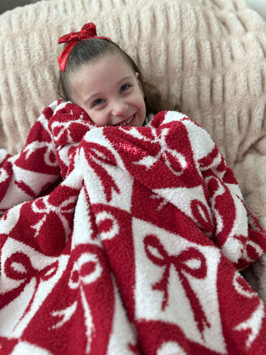 Cozy Knit Bow Blanket [ Ready to ship ]